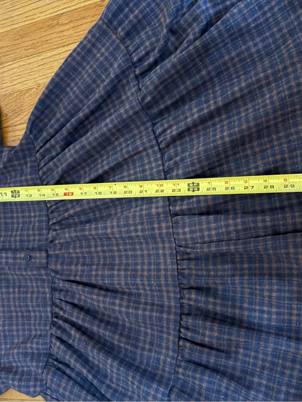 NWT-HYFVE Plaid Tiered Button-Front Dress - Navy & Brown